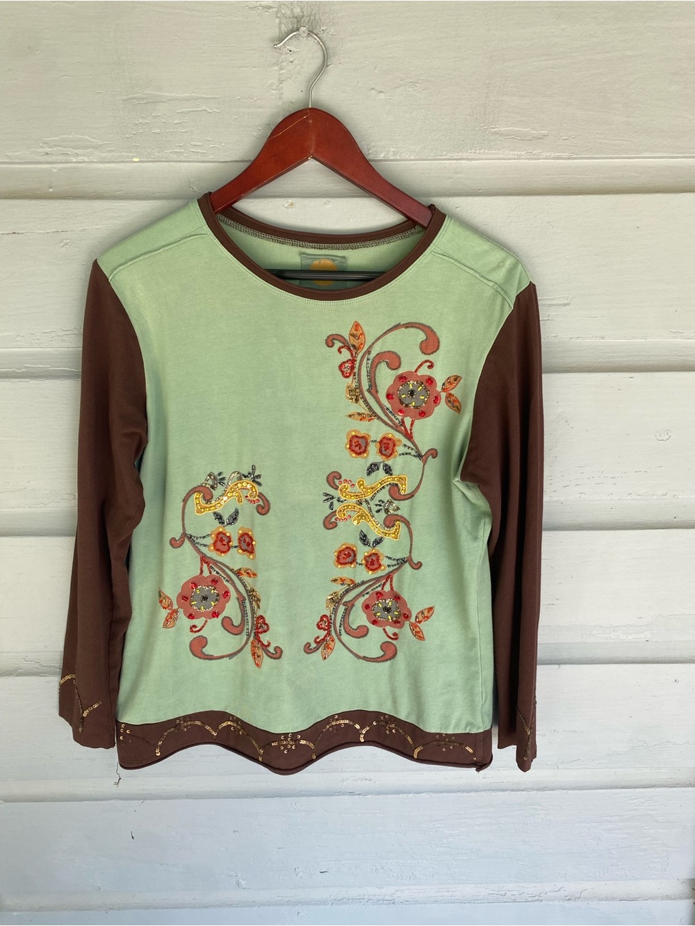 Double D Ranch Embellished Long Sleeve Top Sz Large